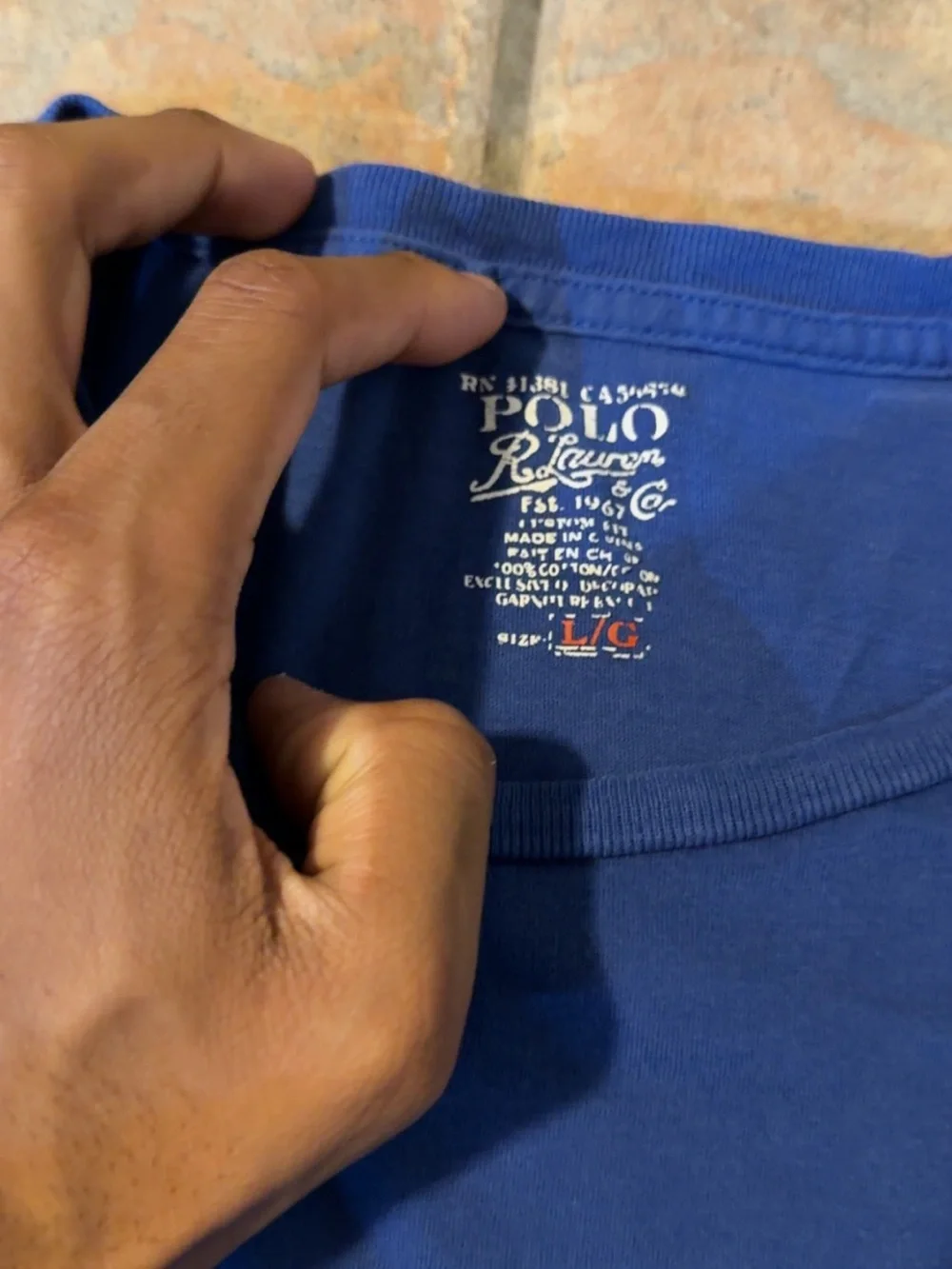 Polo by Ralph Lauren Blue Crewneck Tee with White Printed Label